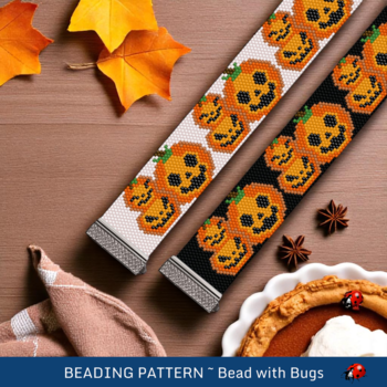 JACK O'LANTERNS : A Peyote Stitch Beaded Bracelet Pattern by Bead with Bugs