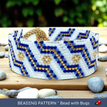 LADY SINGS the BLUES: A Peyote Stitch Beaded Bracelet Pattern by Bead with Bugs