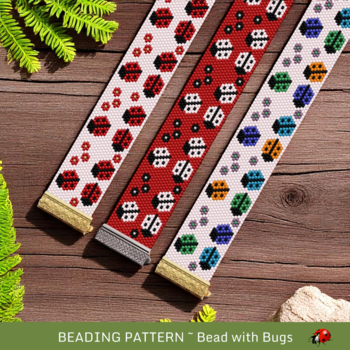 LADYBUG PARADE: A Peyote Stitch Beaded Bracelet Pattern by Bead with Bugs
