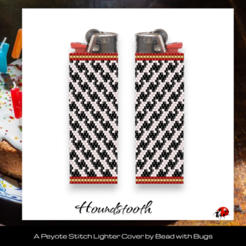 HOUNDSTOOTH:  Peyote Stitch Beaded Lighter Cover by Bead with Bugs