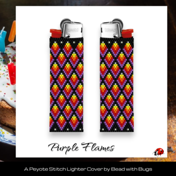 PURPLE FLAME:  Peyote Stitch Beaded Lighter Cover by Bead with Bugs