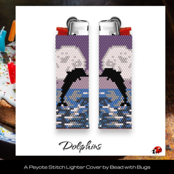 DOLPHINS:  Peyote Stitch Beaded Lighter Cover by Bead with Bugs