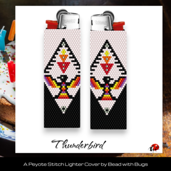 THUNDERBIRD:  Peyote Stitch Beaded Lighter Cover by Bead with Bugs