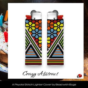 CRAZY ABSTRACT:  Peyote Stitch Beaded Lighter Cover by Bead with Bugs