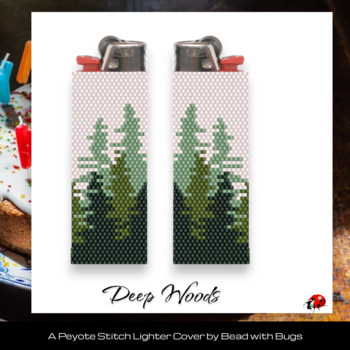 DEEP WOODS:  Peyote Stitch Beaded Lighter Cover by Bead with Bugs