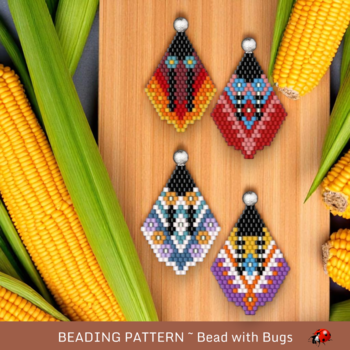 MANY WOMEN:  Brick Stitch Beaded Earrings Pattern by Bead with Bugs