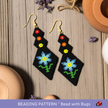 MY GARDEN:  Brick Stitch Beaded Earrings Pattern by Bead with Bugs
