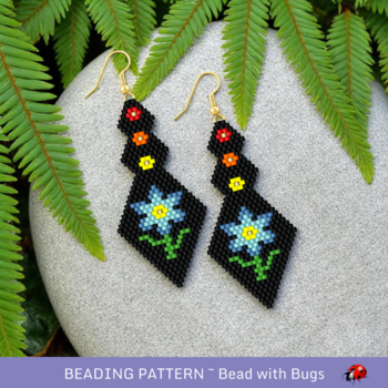 MY GARDEN:  Brick Stitch Beaded Earrings Pattern by Bead with Bugs