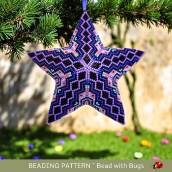 NATALIE: 3D Beaded Peyote Star Pattern by Bead with Bugs