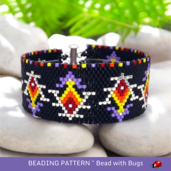 NIGHT HEAT:  A Peyote Stitch Beaded Bracelet Pattern by Bead with Bugs