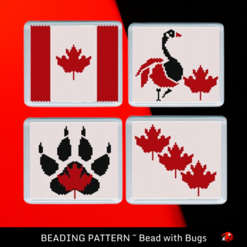RED WHITE & FREE: Peyote Stitch Beaded Coaster Pattern Set by Bead with Bugs