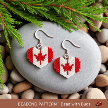 OH CANADA:  Brick Stitch Beaded Earrings Pattern by Bead with Bugs