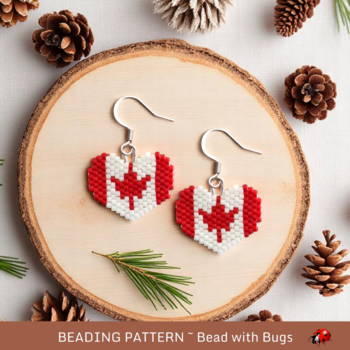 OH CANADA:  Brick Stitch Beaded Earrings Pattern by Bead with Bugs