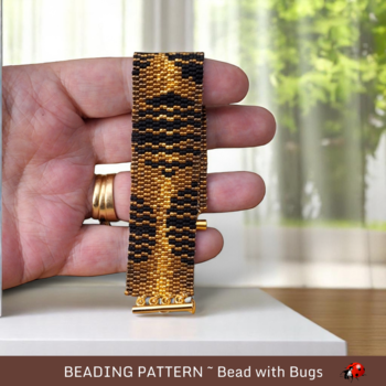 Peyote Stitch Beaded Bracelet Pattern by Bead with Bugs, Out of this world, sophisitcated beaded bracelet design, PDF