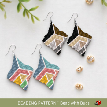 PATCHWORK:  Brick Stitch Beaded Earrings Pattern by Bead with Bugs