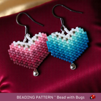 PINK OR AQUA:  Brick Stitch Beaded Earrings Pattern by Bead with Bugs
