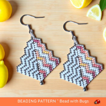 PINK LEMONADE: Peyote Stitch Beaded Earring Pattern by Bead with Bugs