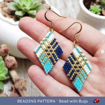 PLAID:  Brick Stitch Beaded Earrings Pattern by Bead with Bugs