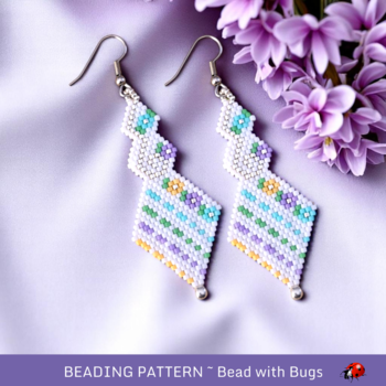 PRETTY PASTELS:  Brick Stitch Beaded Earrings Pattern by Bead with Bugs