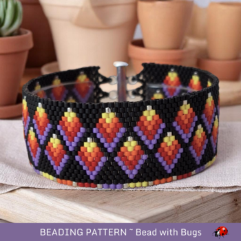 PURPLE FLAMES: A Peyote Stitch Beaded Bracelet Pattern by Bead with Bugs
