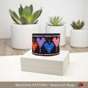 QUILTED HEARTS: Peyote Stitch Beaded Tea Light Cover Pattern by Bead with Bugs