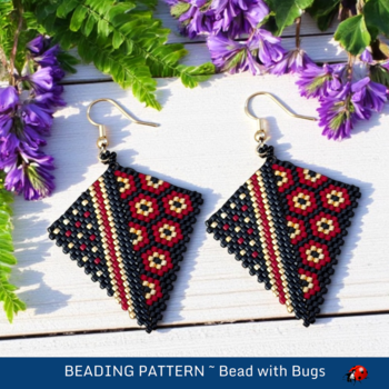 RED AND BLACK: Peyote Stitch Beading Pattern by Bead with Bugs