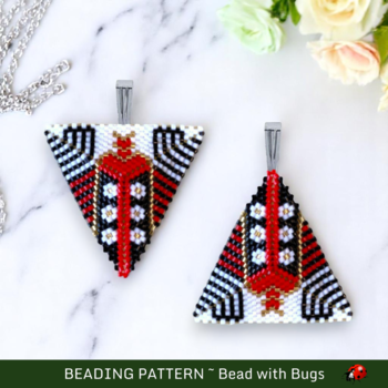 RED AND BLACK: 3D Beaded Peyote Pendant Pattern by Bead with Bugs