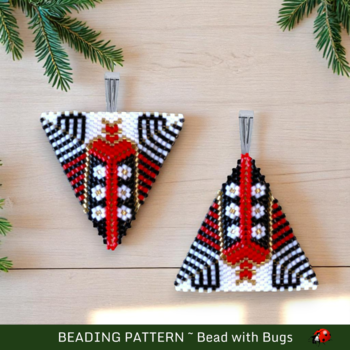 RED AND BLACK: 3D Beaded Peyote Pendant Pattern by Bead with Bugs
