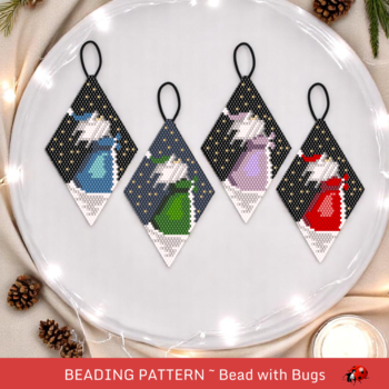 SANTA in the STARS:  Beaded Brick Stitch Ornament Pattern by Bead with Bugs