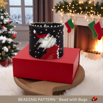 SANTA in the STARS: Peyote Stitch Beaded Tea Light Cover Pattern by Bead with Bugs