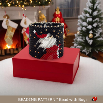 SANTA in the STARS: Peyote Stitch Beaded Tea Light Cover Pattern by Bead with Bugs