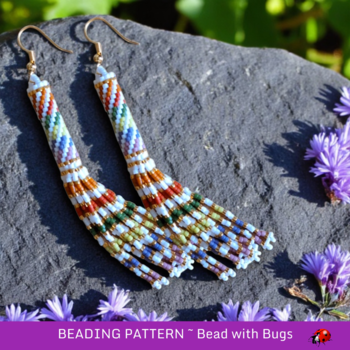 SASSY STRIPES: Peyote Stitch Fringed Tube Earring Pattern by Bead with Bugs