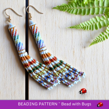 SASSY STRIPES: Peyote Stitch Fringed Tube Earring Pattern by Bead with Bugs