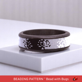 Peyote Stitch Beaded Bangle Band Pattern by Bead with Bugs, Scattered in Black, Ombre designed band for metal or wood bangle band.