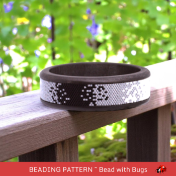 Peyote Stitch Beaded Bangle Band Pattern by Bead with Bugs, Scattered in Black, Ombre designed band for metal or wood bangle band.