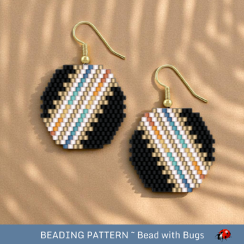 SHADOW AND LIGHT:  Brick Stitch Beaded Earrings Pattern by Bead with Bugs