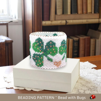 SHAMROCKS: Peyote Stitch Beaded Tea Light Cover Pattern by Bead with Bugs