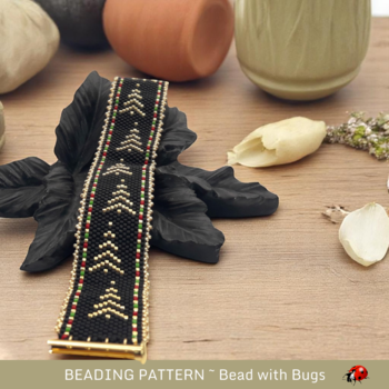 SILENT NIGHT: A Peyote Stitch Beaded Bracelet Pattern by Bead with Bugs