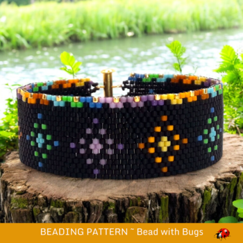 STARRY NIGHT: A Peyote Stitch Beaded Bracelet Pattern by Bead with Bugs