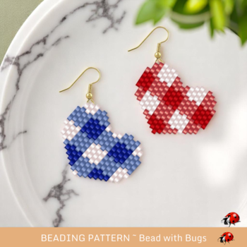 SWEET GINGHAM:  Brick Stitch Beaded Earrings Pattern by Bead with Bugs