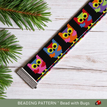 THE OWL FAMILY: A Peyote Stitch Beaded Bracelet Pattern by Bead with Bugs