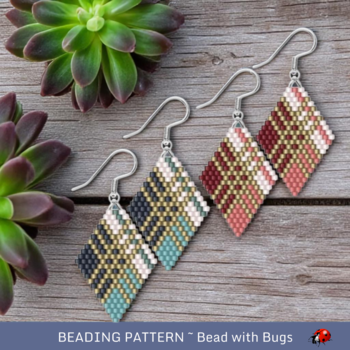 PLAID:  Brick Stitch Beaded Earrings Pattern by Bead with Bugs