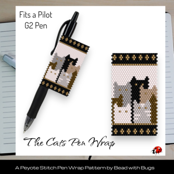 THE CATS: Peyote Stitch Beaded Pen Wrap by Bead with Bugs