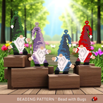 THE GNOMES:  Brick Stitch Beaded Earrings Pattern by Bead with Bugs