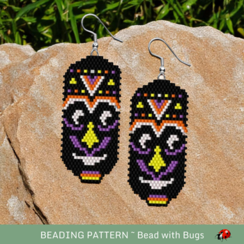 ETHNIC MASK:  Brick Stitch Beaded Earrings Pattern by Bead with Bugs