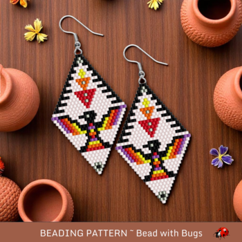 THUNDERBIRD:  Brick Stitch Beaded Earrings Pattern by Bead with Bugs