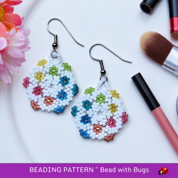 TINY FLOWERS:  Circular Peyote Stitch Beaded Earrings Pattern by Bead with Bugs