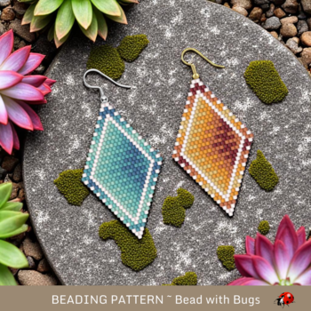 TRANQUIL SHORE & Hot Desert Sand:  Brick Stitch Beaded Earrings Pattern by Bead with Bugs