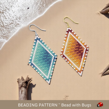 TRANQUIL SHORE & Hot Desert Sand:  Brick Stitch Beaded Earrings Pattern by Bead with Bugs