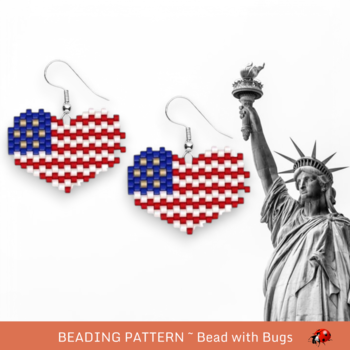 AMERICAN PRIDE:  Brick Stitch Beaded Earrings Pattern by Bead with Bugs
